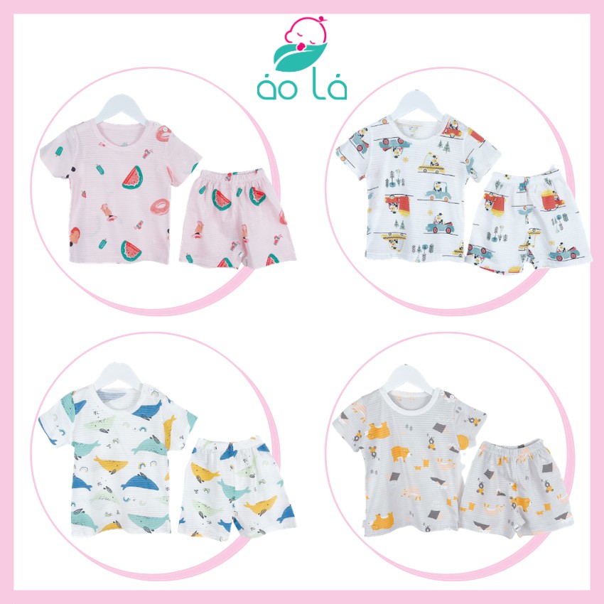 Bộ cộc cho bé trai bé gái vải cotton tre Áo Lá Homewear, đồ bộ mùa hè cho bé