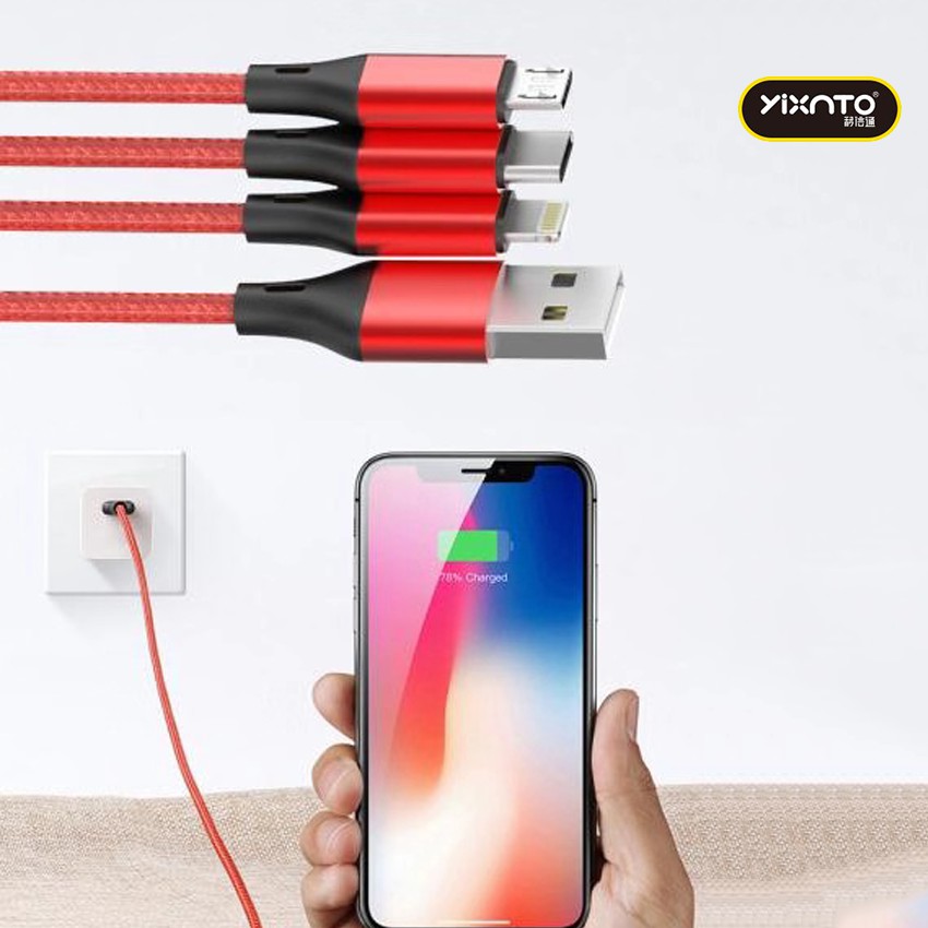 Dây sạc nhanh smartphone 3 trong 1 cho IOS, Android, Type C ( Sạc siêu nhanh )