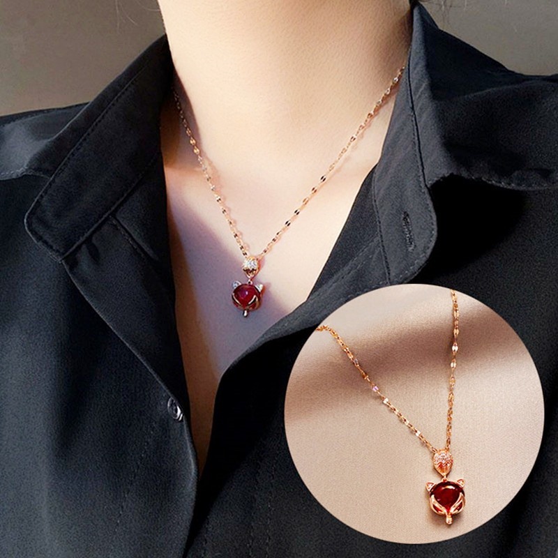 Vòng cổ thép không gỉ mạ vàng 18K với mặt phong cách Trung Quốc/ Hàn Quốc cho nữ