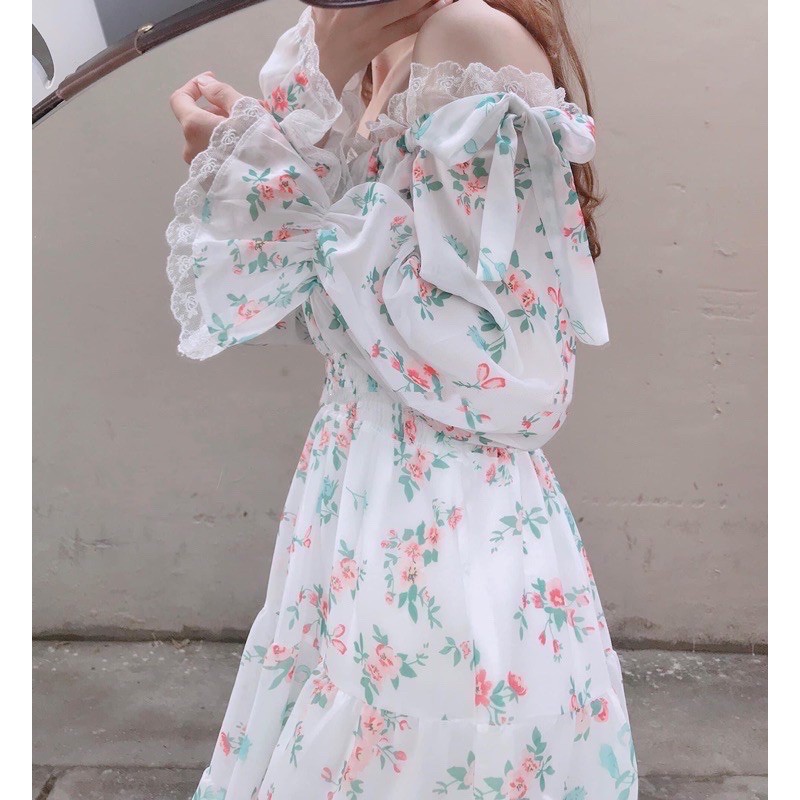 VÁY TRỄ VAI HOA NHÍ HOA XANH HAI LỚP BÈO NHÚN | BigBuy360 - bigbuy360.vn