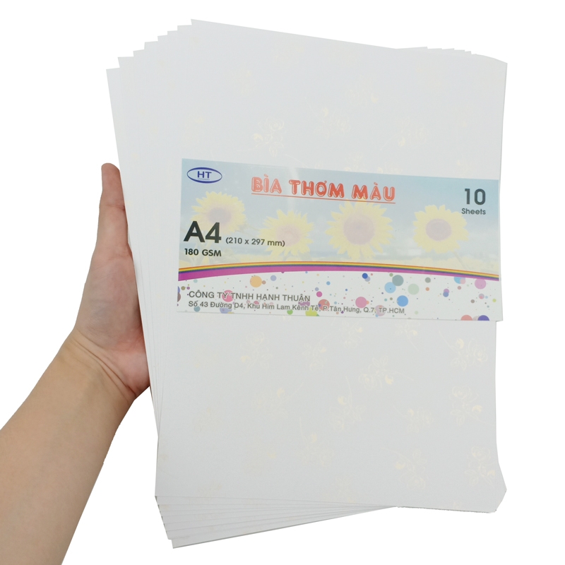 Bìa Thơm Màu A4 HT 180gsm Dày - Màu Trắng