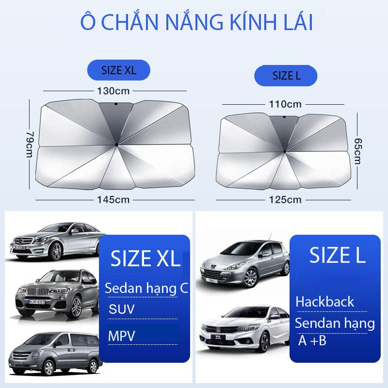 Ô che nắng kính lái ô tô, chống nóng hiệu quả sử dụng tiện lợi có thể gấp gọn loại dày dặn bền đẹp