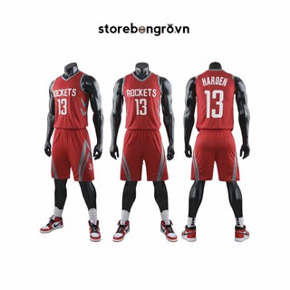 Set Bộ Đồ Bóng Rổ Houston Rockket Đỏ Đen James Harden Số 13