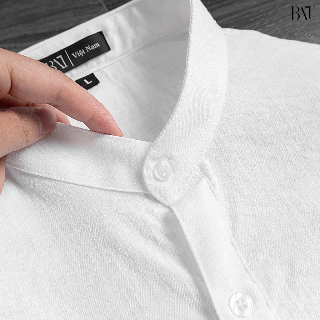 Sơ mi dài tay đũi BAT STORE áo dài tay đũi hàn cổ tàu trắng ,đen hàng vải đũi xước mỹ cao cấp ôm dáng thời trang trẻ