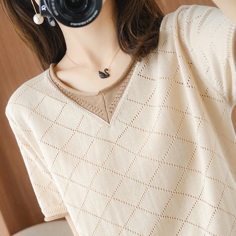 Áo thun tay ngắn dáng rộng chất liệu lụa mát thời trang mùa hè cho phụ nữ trung niên