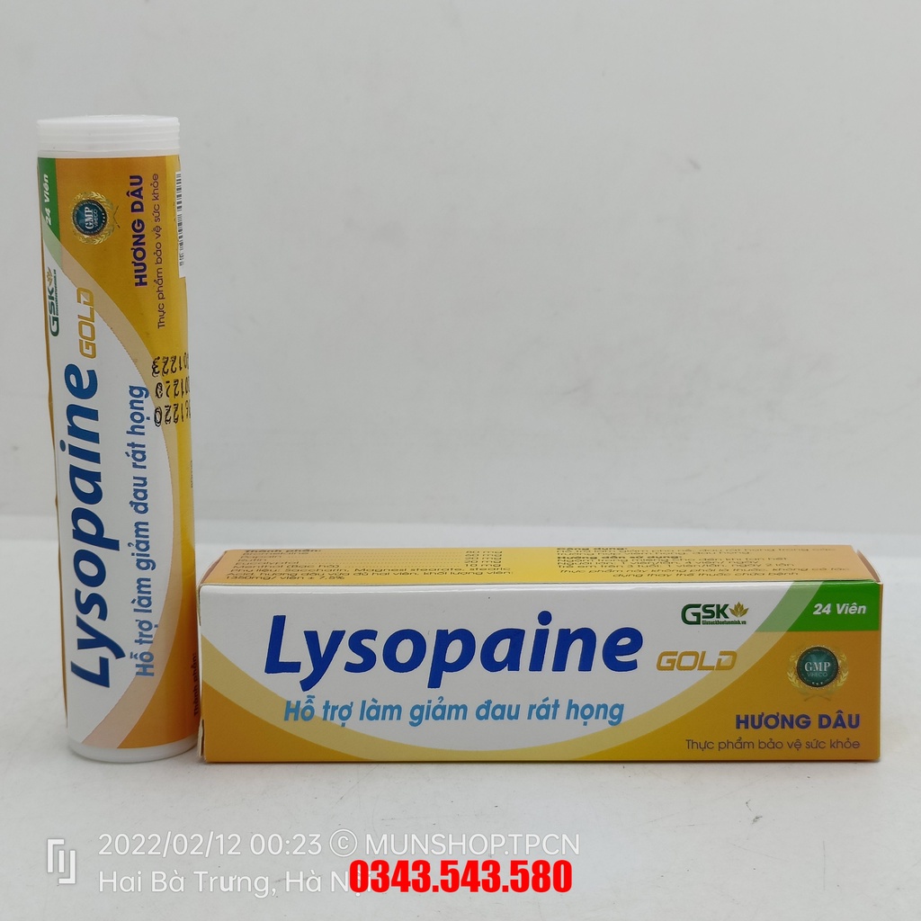 Lysopaine Gold - Hỗ trợ làm giảm đau rát họng tuýp 24 viên