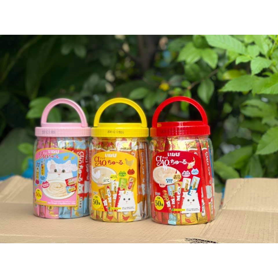 CIAO CHURU SÚP THƯỞNG CHO MÈO THÁI LAN HỘP 50 THANH  mix vị