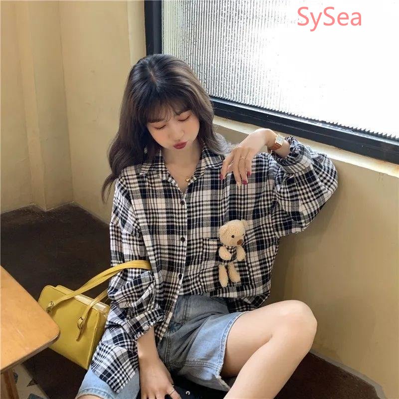 Áo Sơ Mi Caro In Hình Gấu Dễ Thương Cho Nữ