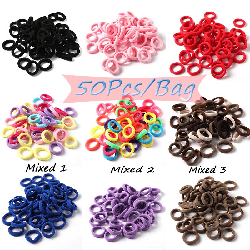 Bộ 50 dây cột tóc cho bé gái (Nhiều màu)