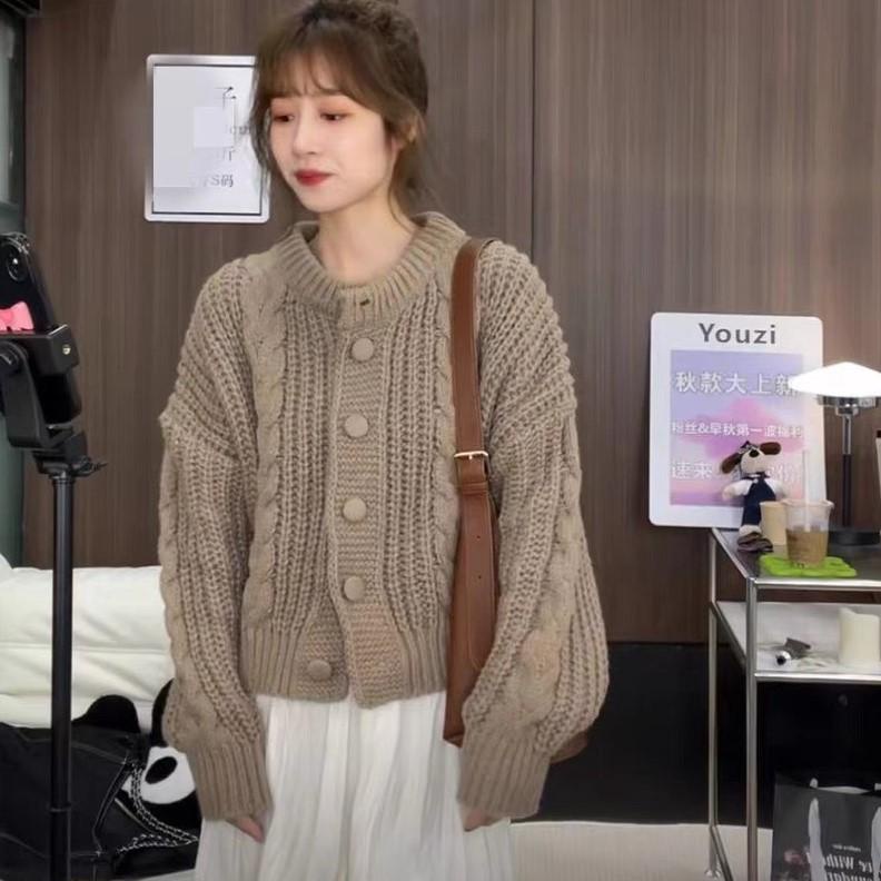 Áo cadigan, khoác cardigan len thừng dáng lỡ phong cách ulzzang Hàn Quốc hàng Quảng Châu A1251N Nhung Nhớ