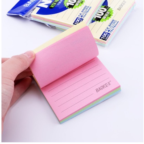 Sticky Note Màu Pastel Có Dòng Kẻ - 100 tờ Baoke