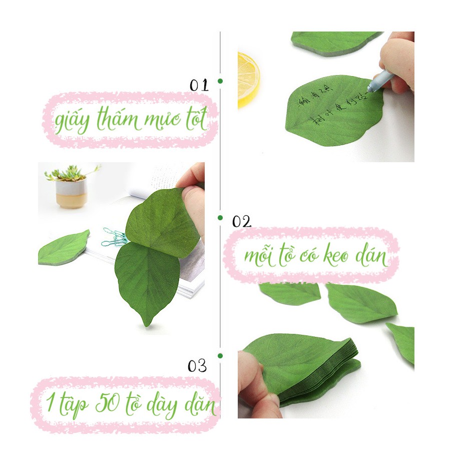 Z0635 Note Ghi Chú Hình Chiếc Lá Xinh Xắn Độc Đáo Bukao