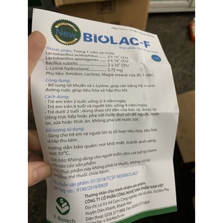 men tiêu hoá Biolac 100 viên