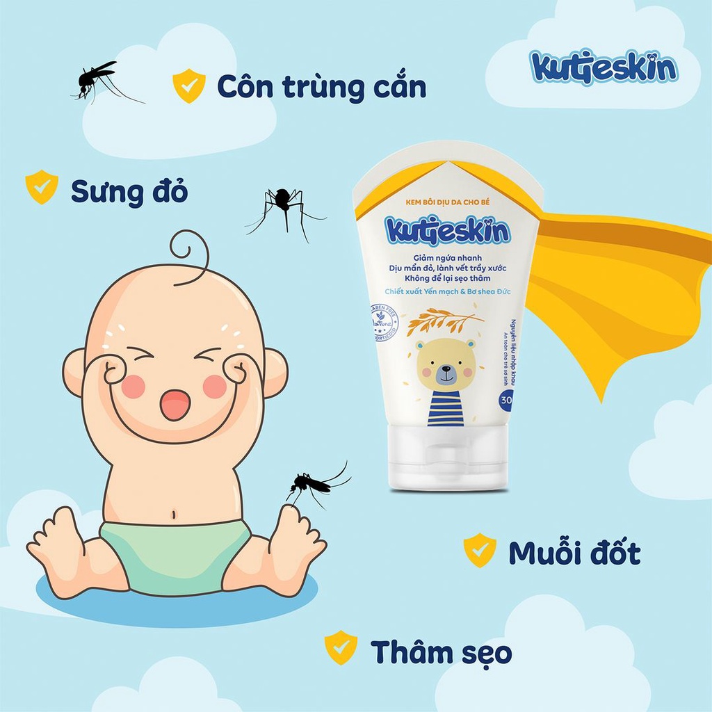 Kem bôi Kutieskin 30gr giành cho da bé sơ sinh và trẻ nhỏ bị chàm , lác sữa không chứa paraben