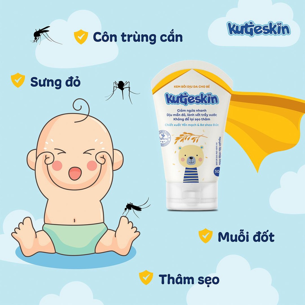 Kem bôi Kutieskin 30gr giành cho da bé sơ sinh và trẻ nhỏ bị chàm , lác sữa không chứa paraben