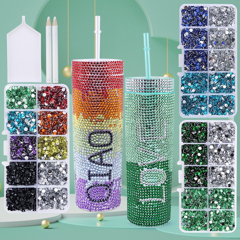 Qiao Cốc Đá Resin Pha Lê Màu Gradient Lấp Lánh Không Nóng Cố Định Bằng Nhựa Có Thể Tái Sử Dụng Trang Trí Nghệ