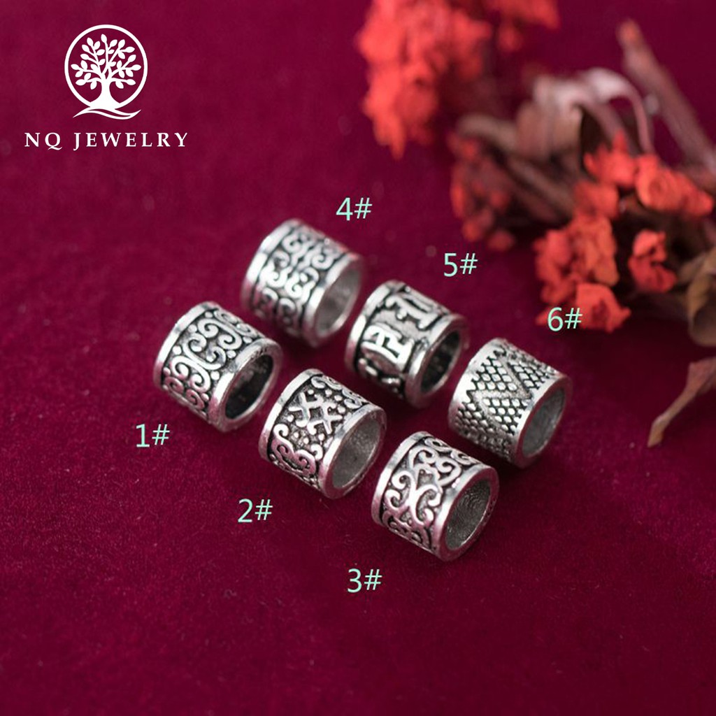 Charm bạc chặn hạt họa tiết - NQ Jewelry