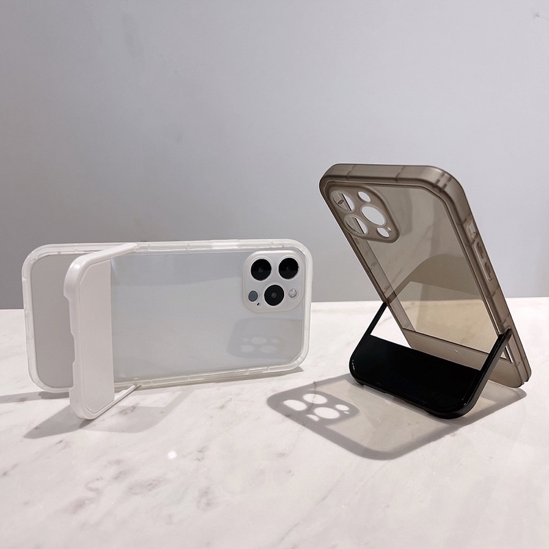 (SIÊU RẺ) Ốp lưng iphone có thanh đỡ trơn 3 màu đen trắng hồng 7plus/8/8plus/x/xr/xs/11/12/13/pro/max/plus/promax