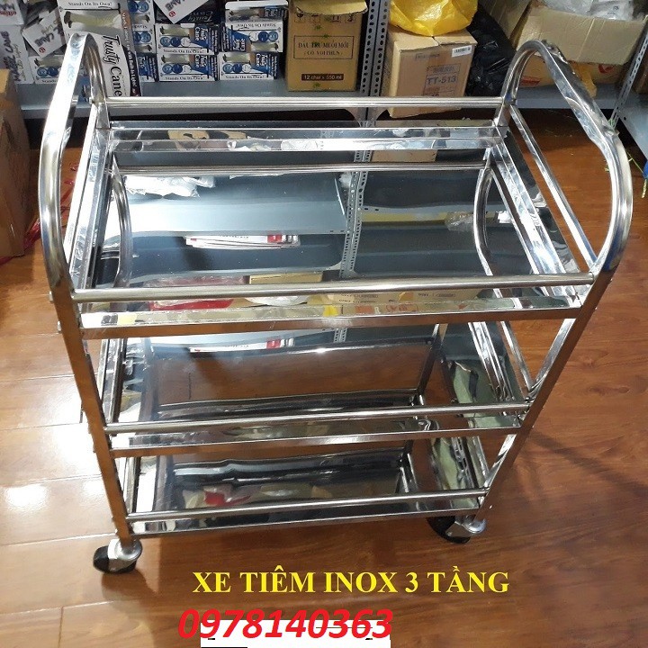 xe đẩy 2 tầng và 3 tầng inox