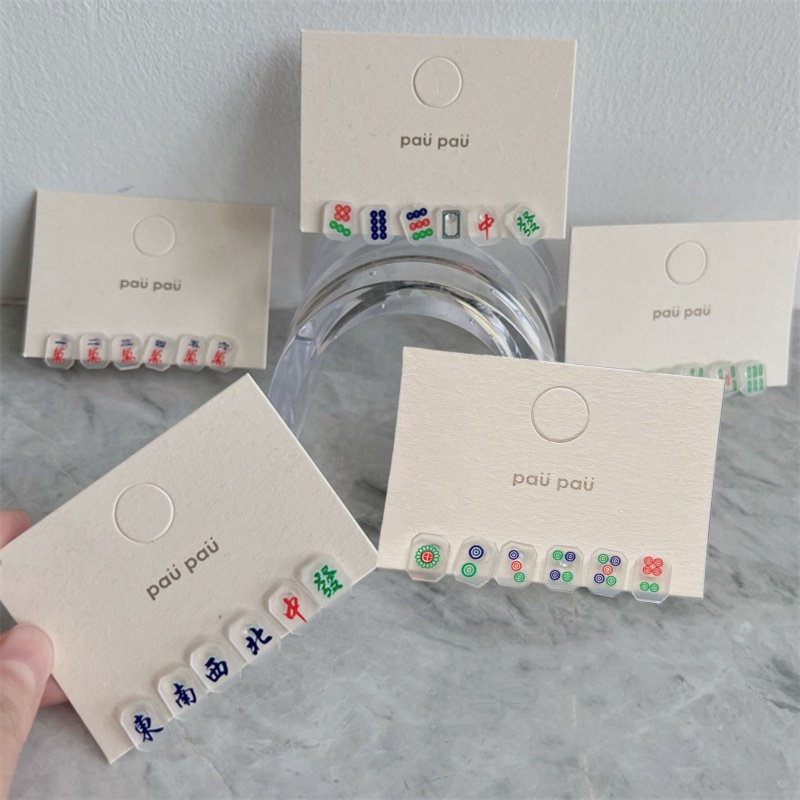 Set 6 Khuyên Tai Kim Mạt Chược Sáng Tạo Cho Nữ