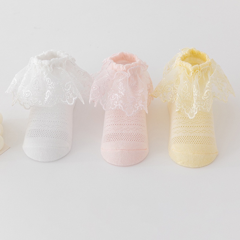 Set 3 Đôi Vớ Ren Lưới Thoáng Khí Dành Cho Bé Gái 0-5 Tuổi