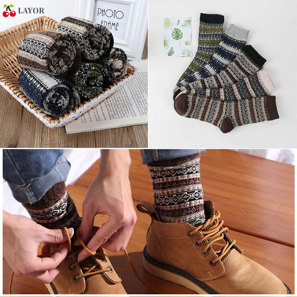 Vớ Len Dày Dặn Mềm Mại Giữ Ấm Mùa Đông Nhiều Màu Sắc Kiểu Dân Tộc Cho Nam