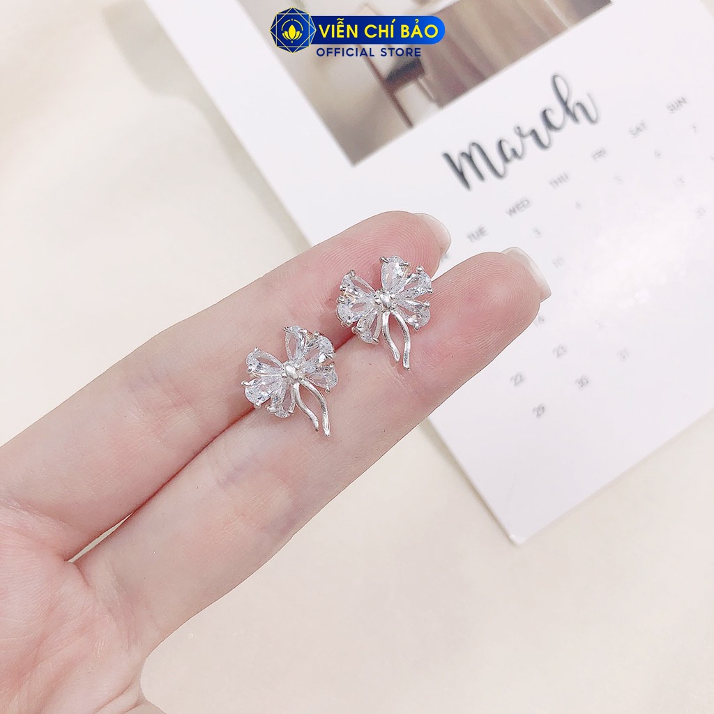 Bông tai bạc nữ Bow Tie chất liệu bạc 925 thời trang phụ kiện trang sức nữ thương hiệu Viễn Chí Bảo B400390