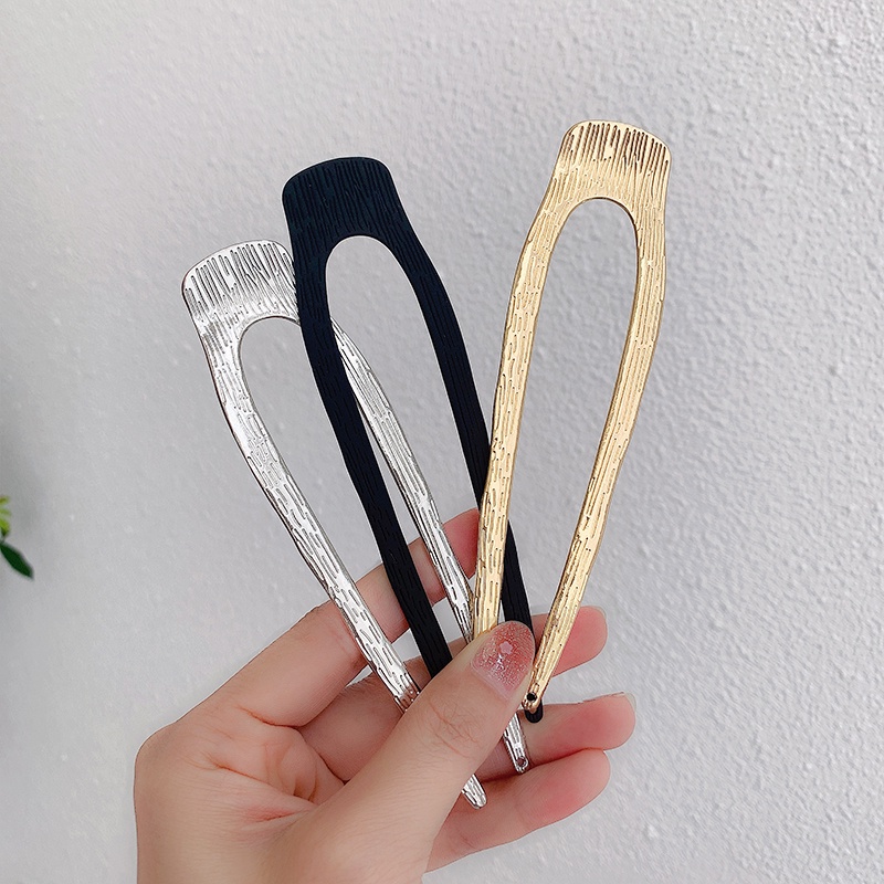 Dây Buộc Tóc Kim Loại Hình Chữ U Đơn Giản Cổ Điển Thời Trang Cho Nữ