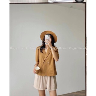 Set vest nâu túi hộp + short nude