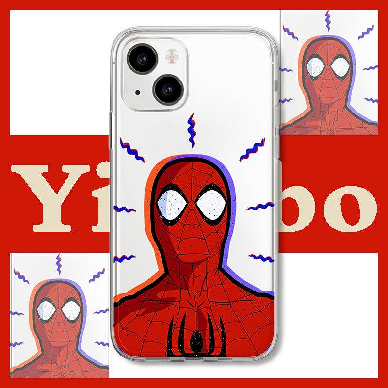 iPhone 13pro Spider-Man Phone Case Apple 12 European and American Marvel 11 Niche XR Transparent Xs Funny 8 Soft Case u12w