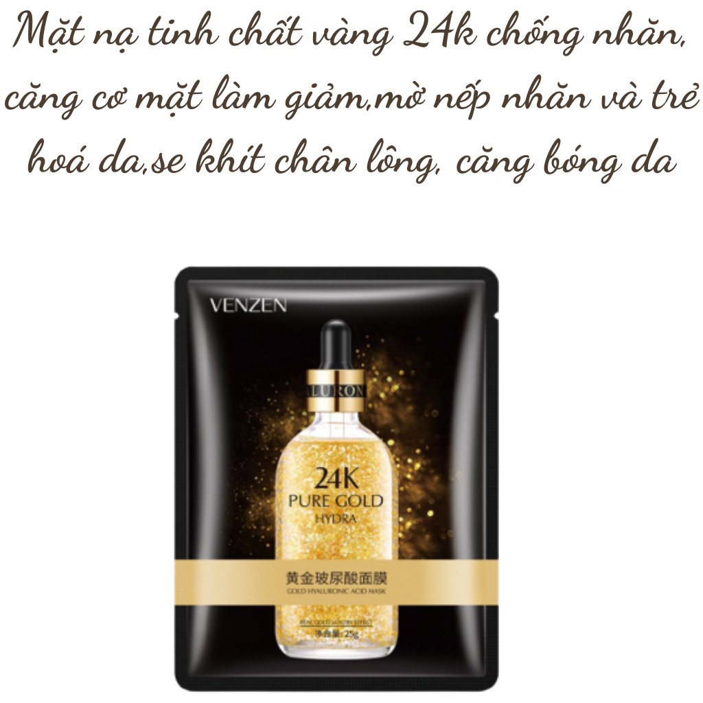 Mặt nạ vàng 24k dưỡng trắng sáng da chống lão hóa cấp ẩm VENZEN mask nội địa trung