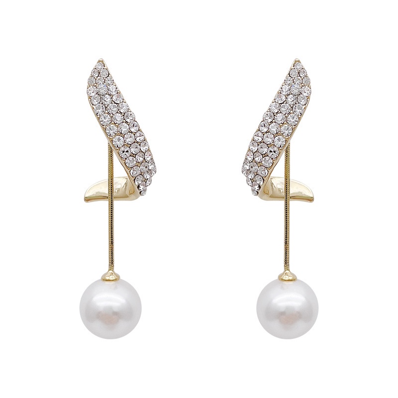 Khuyên tai đính ngọc trai giả kim cương toàn bộ cao cấp 2021