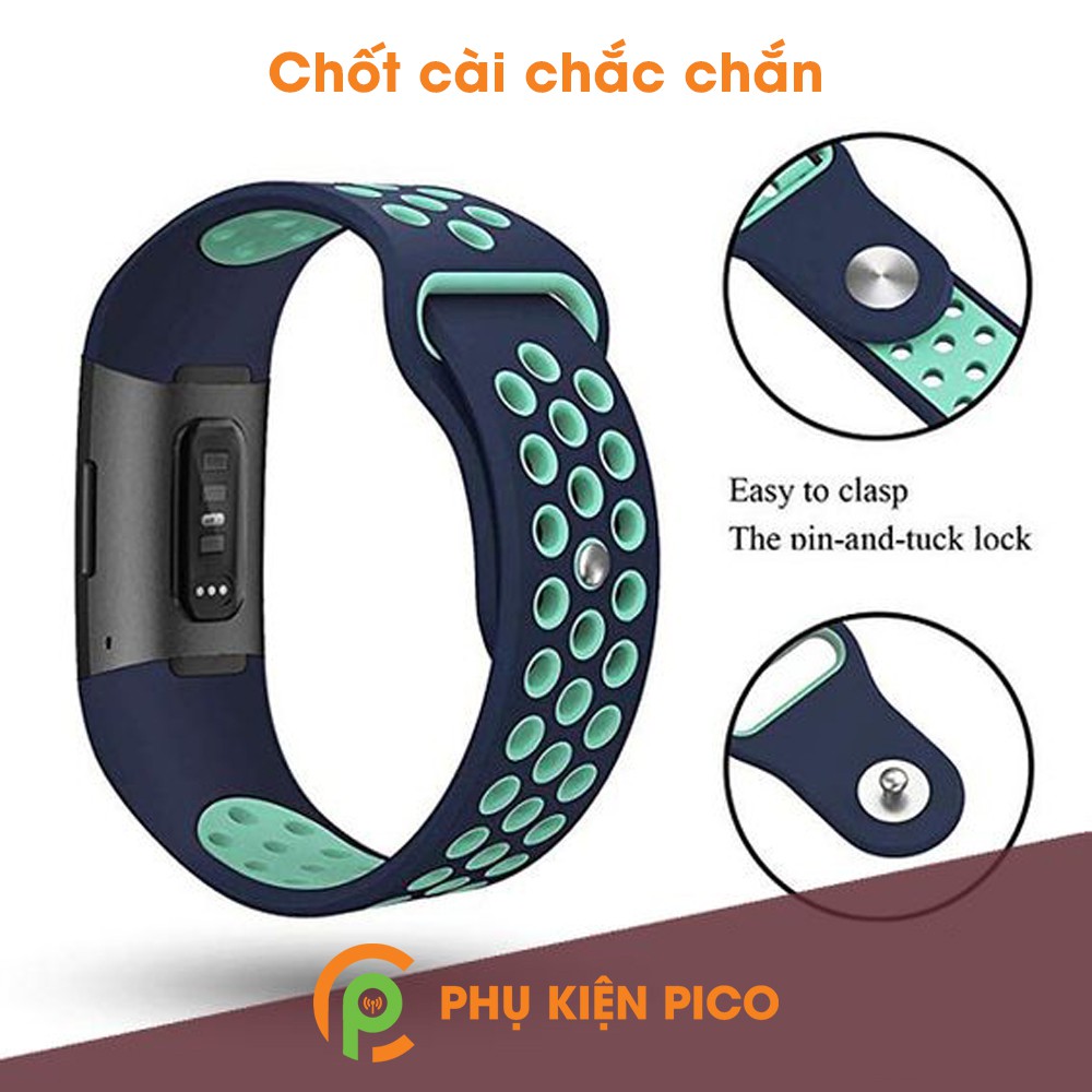 Dây đồng hồ Fitbit Charge 3 silicon hai màu có lỗ thoáng khí