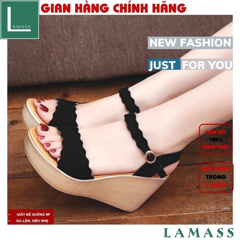 Giày đế xuồng💚giày nữ ,Giày cao gót 9 phân đế xuồng bản gợn sóng- LAZASHION