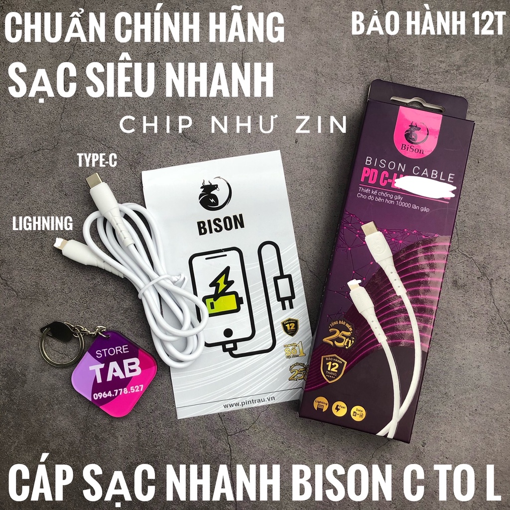 Cáp Sạc Nhanh Bison C To L Cho IP Chính Hãng - Bảo Hành 12T