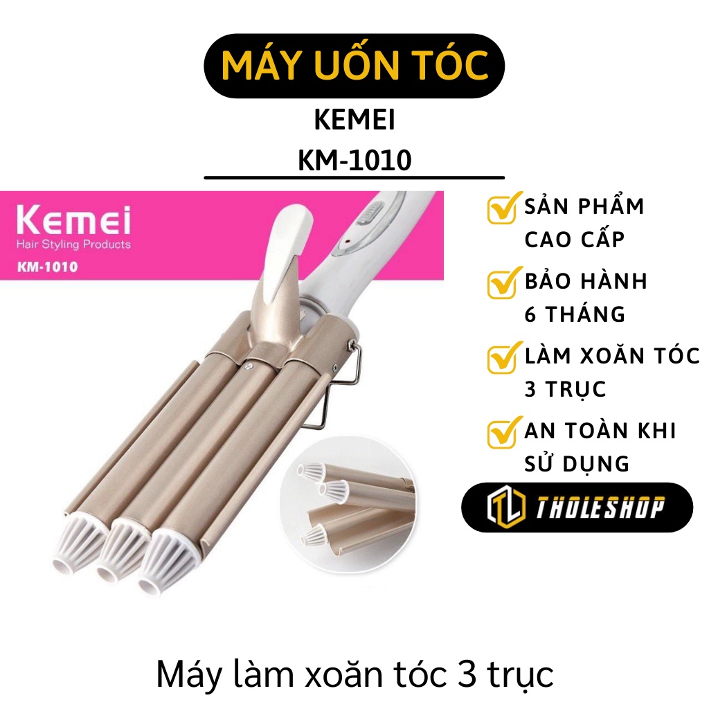 Máy Uốn Tóc - Máy Làm Tóc Xoăn 3 Trục Kemei-1010 Dễ Dàng Và Nhanh Chóng 4355