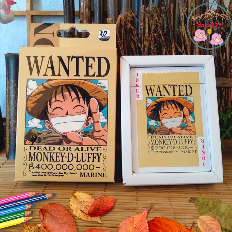 Bộ Bài Tây Tú Lơ Khơ 54 Lá In Hình One Piece, Luffy, Chopper,Zoro Wanted cả nhóm