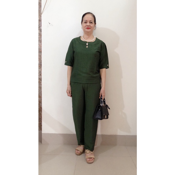 Bộ Chất Đũi Xước Quần Dài Trung Niên Mẫu Thiết Kế