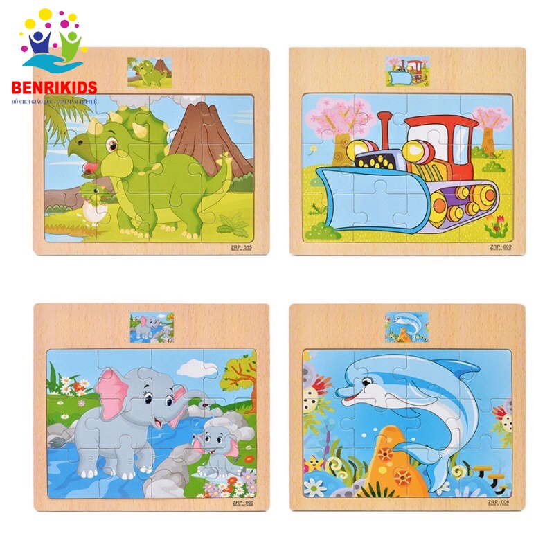 Bộ Xếp Hình 12 Miếng Puzzle Cho Bé, Đồ Chơi Xếp Hình Giúp Bé Phát Triển Tư Duy