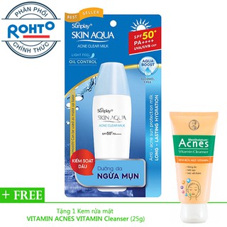 Sữa Chống Nắng Dưỡng Da Ngừa Mụn Sunplay Skin Aqua Acne Clear Milk SPF50+, PA+++