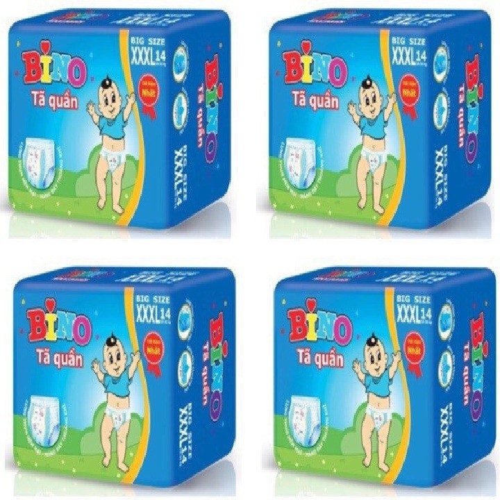 Combo 4 gói Tã Quần BINO XXXL 14 miếng dành cho bé 18-35 kg