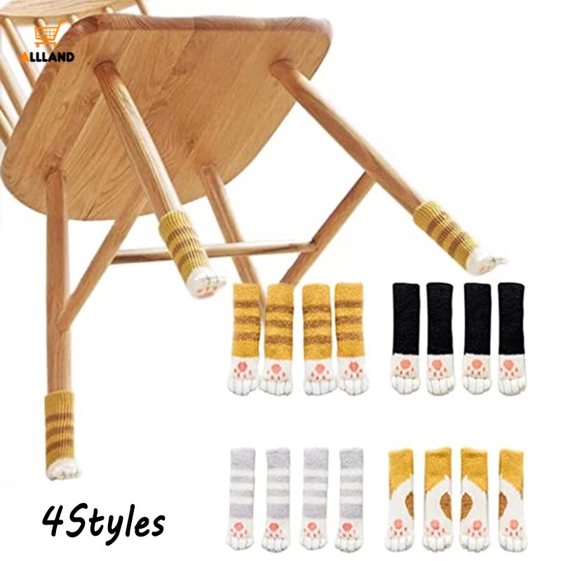 Vỏ Bọc Chân Bàn Ghế Dệt Kim Hình Dấu Chân Mèo Sáng Tạo Chống Mòn/Trượt