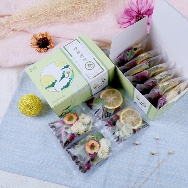 Trà chanh lát lá sen 10 gói 100gr