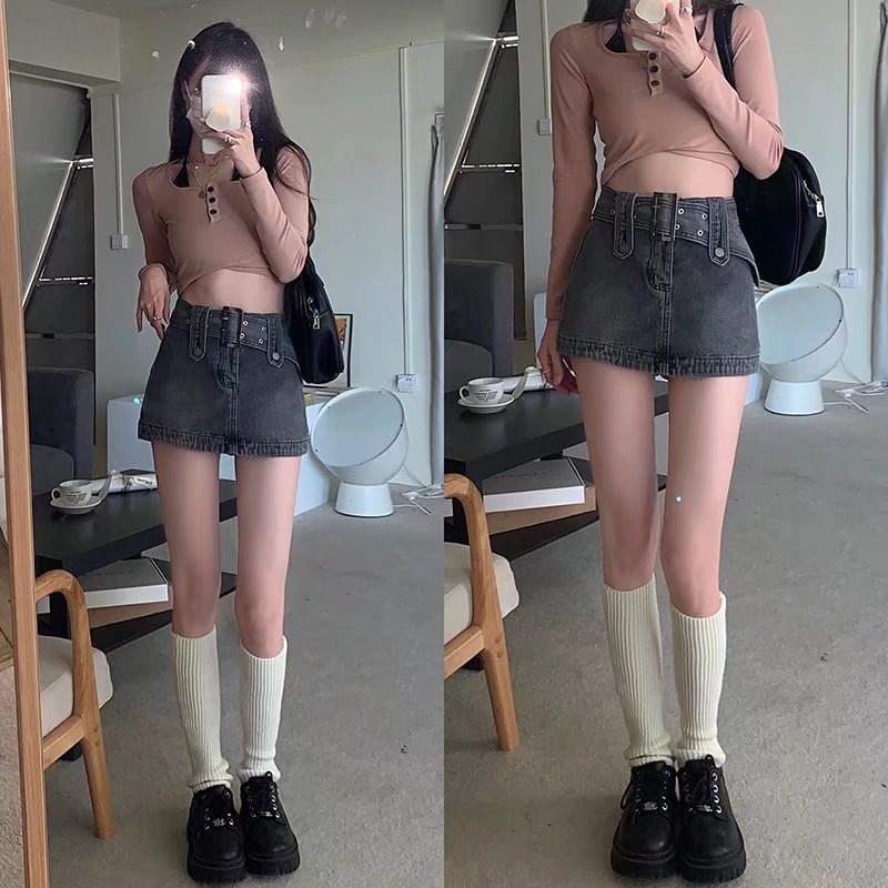 Chân Váy Denim Lưng Cao Thiết Kế Hợp Thời Trang Cho Nữ