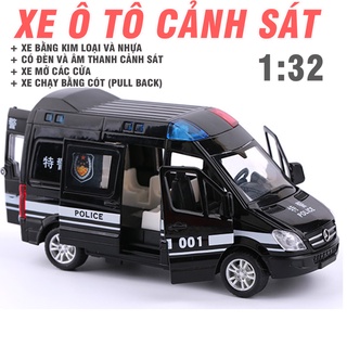 Xe ô tô cảnh sát mô hình bằng sắt có nhạc mở được tất cả các cửa
