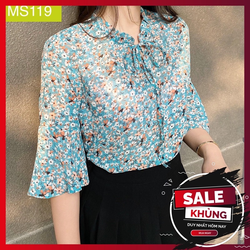 ❌FREESHIP- ÁO SƠ MI NỮ CÔNG SỞ HOA CỔ BÈO (MS119)