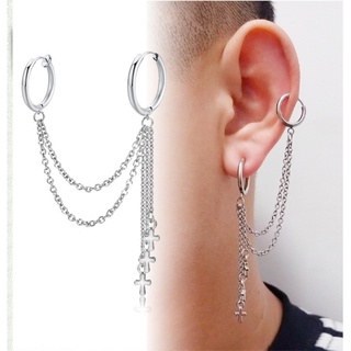 Khuyên Tai/ Bông Tai Xích Chữ Thập Kẹp Vành Tai [Xỏ Lỗ + Không Xỏ Lỗ]