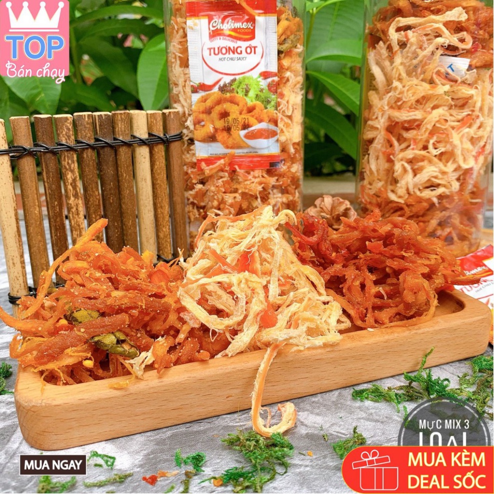 Khô Mực❤️FreeShip❤️đồ ăn vặt,mực xé tẩm vị,cán tẩm vị,hấp nước dừa,mực 3 loại,Date mới thơm ngon,Chuẩn vị 200G-300G | BigBuy360 - bigbuy360.vn