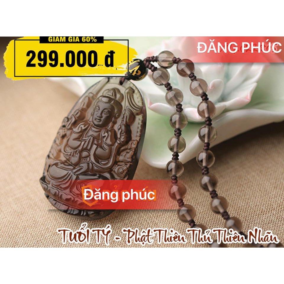 DÂY CHUYỀN BẢN MỆNH THIÊN THỦ THIÊN NHÃN THẠCH ANH KHÓI