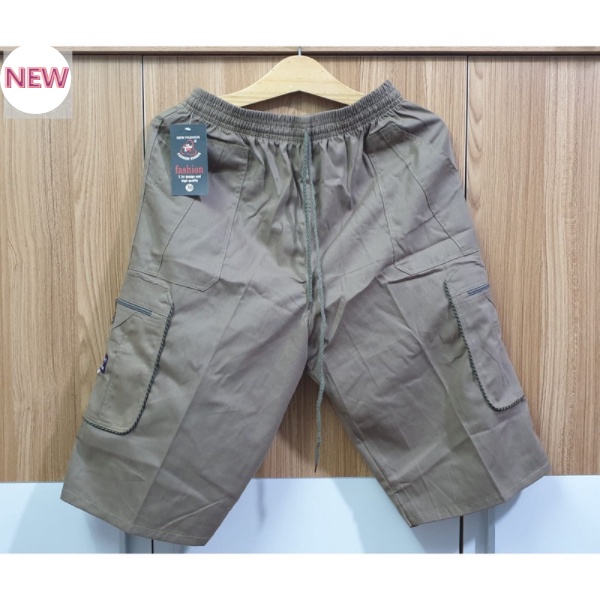 Quần Short Nam Kaki  Túi Hộp Lưng Thun Co Giãn From Rộng Thoải Mái Có Túi Khóa Kéo .